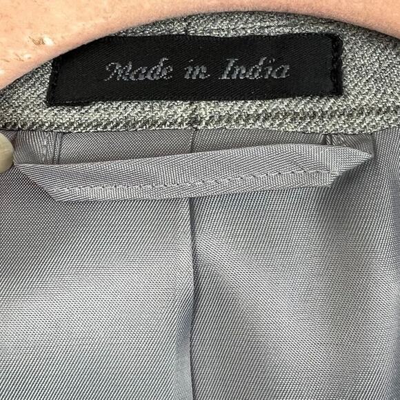 Lauren Ralph Lauren Blazer Suit Jacket Mens 48 R Gray Silk Wool Plaid Windowpane - Picture 5 of 12